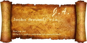 Jesko Annamária névjegykártya